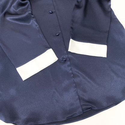 Dior Vintage Logo Embroidery Long Shirt Dress M Navy — view 5