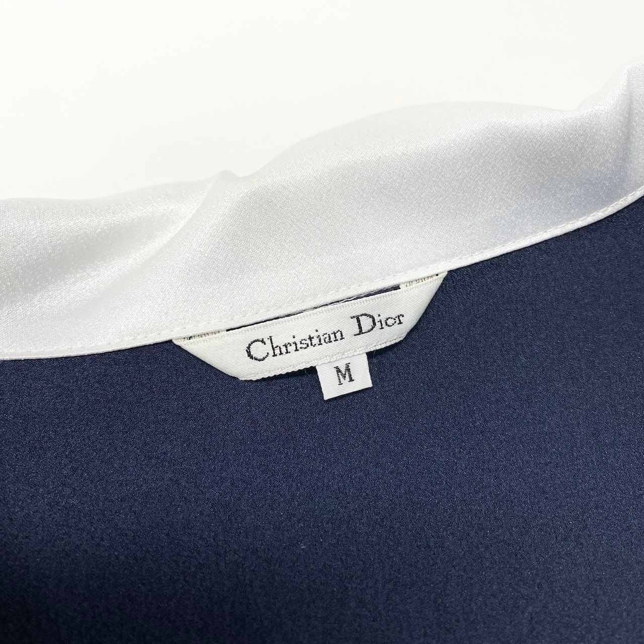 Dior Vintage Logo Embroidery Long Shirt Dress M Navy — view 8