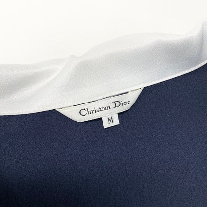 Dior Vintage Logo Embroidery Long Shirt Dress M Navy — view 8