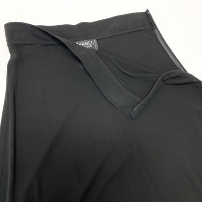 Chanel Boutique Tight Skirt Logo Embroidery Stretch 38 Black 100% Rayon — view 4