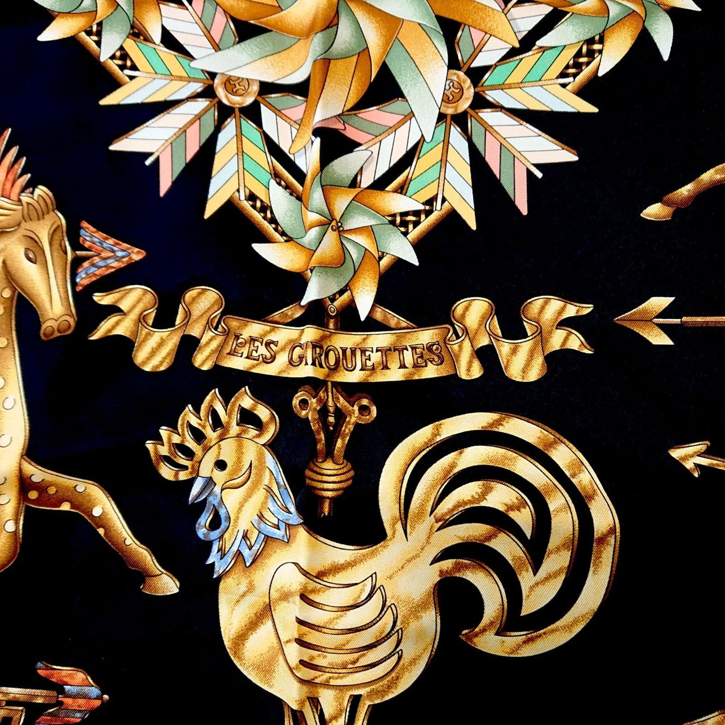 Hermes Carre 90 les Girouettes Weathervane Silk Scarf — view 7