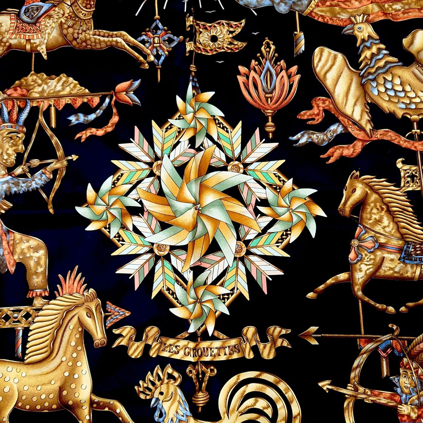 Hermes Carre 90 les Girouettes Weathervane Silk Scarf — view 9