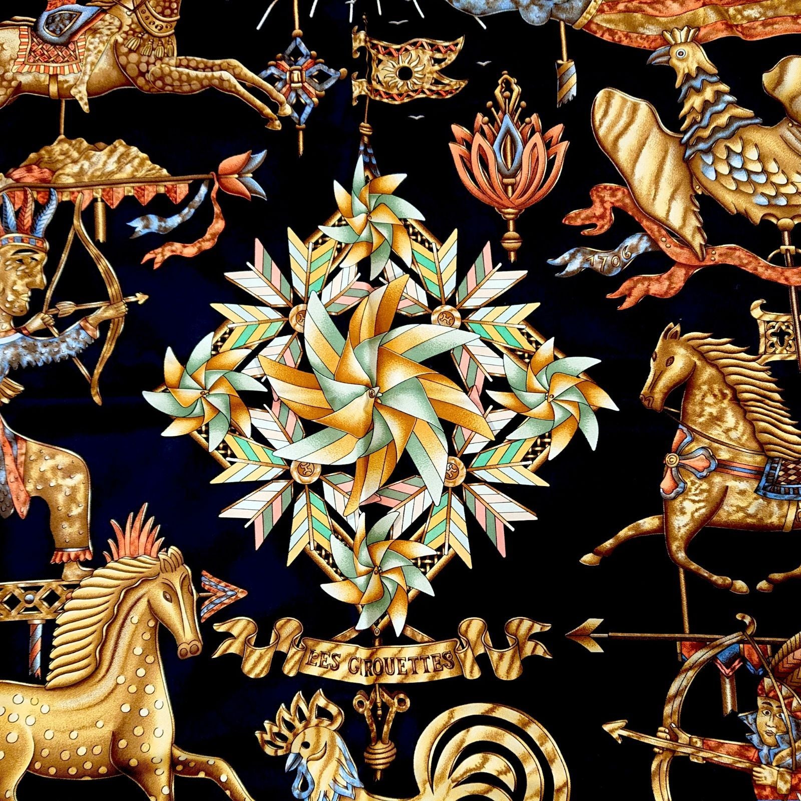 Hermes Carre 90 les Girouettes Weathervane Silk Scarf — view 9