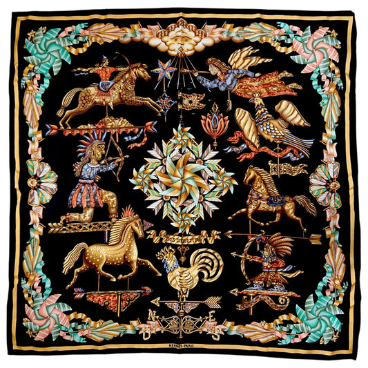 Hermes Carre 90 les Girouettes Weathervane Silk Scarf