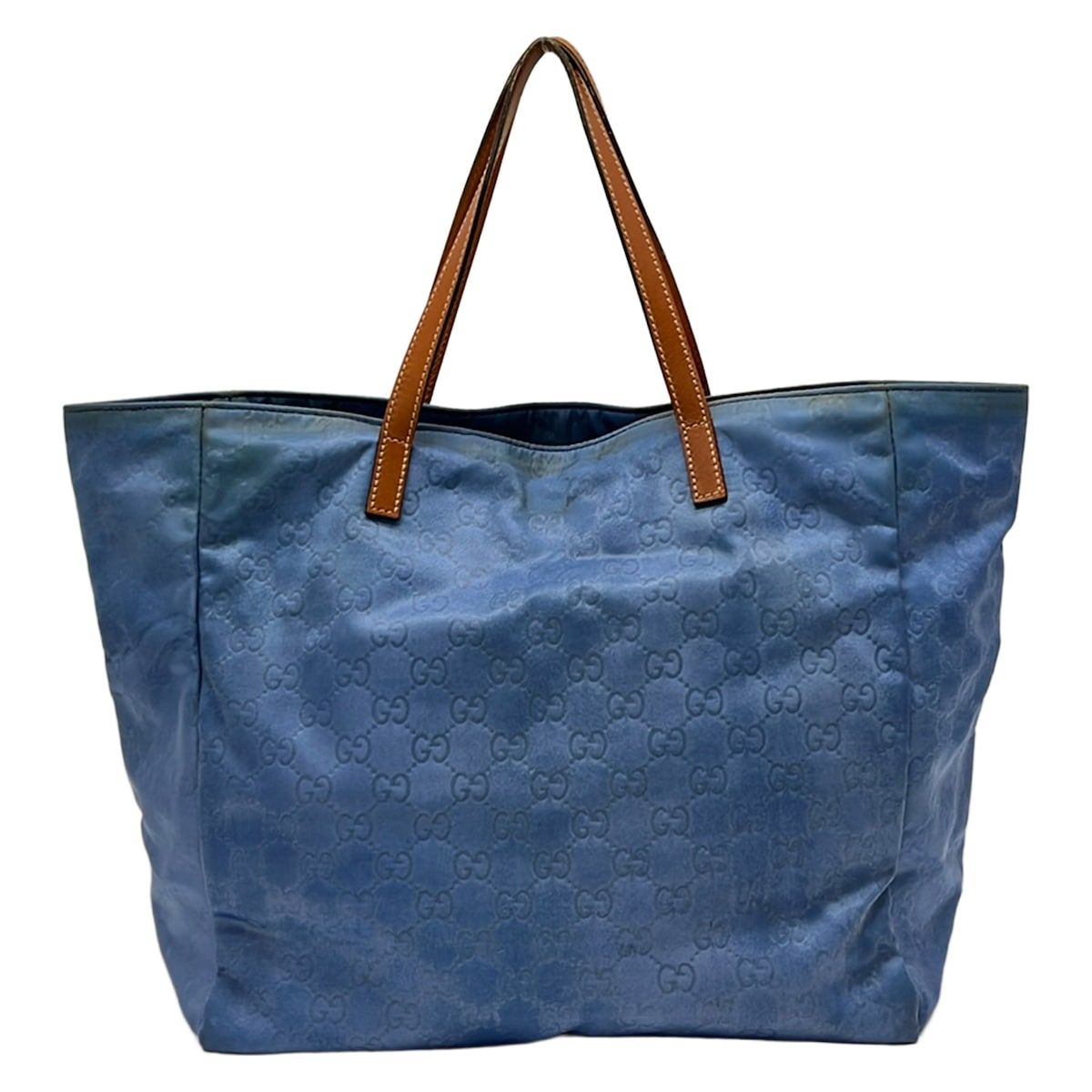 Gucci Tote GG Pattern Blue Brown Leather — view 3