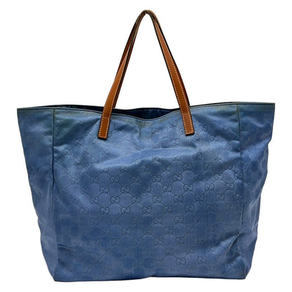 Gucci Tote GG Pattern Blue Brown Leather — view 3