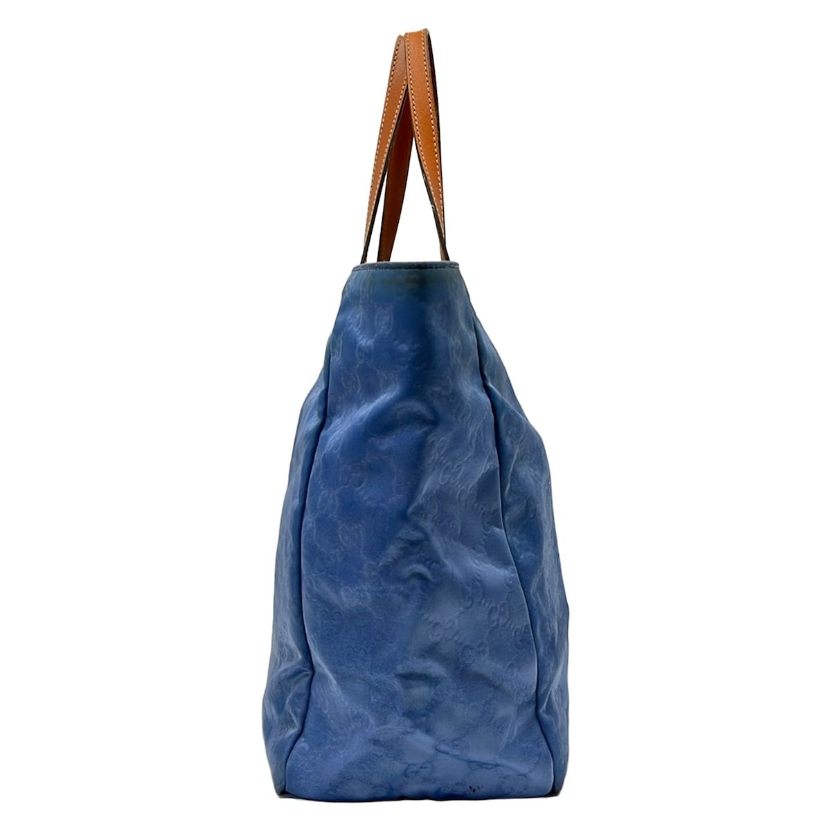 Gucci Tote GG Pattern Blue Brown Leather — view 4