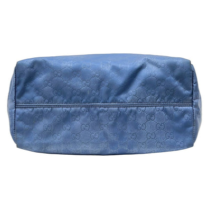 Gucci Tote GG Pattern Blue Brown Leather — view 5