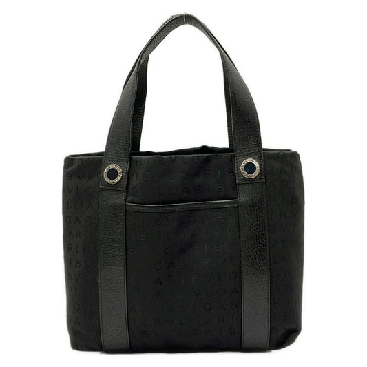 Bvlgari Tote Logo Black Leather