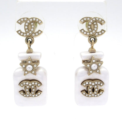 Chanel Earrings White Gold Star CC Logo