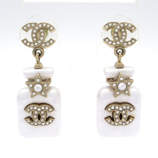 Chanel Earrings White Gold Star CC Logo