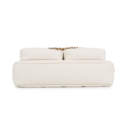 Chanel Shoulder Bag Small CC Logo Quilted Lambskin White — view 3