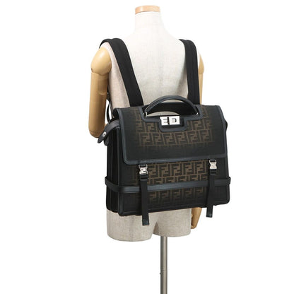 Fendi Handbag Peekaboo Zucca Business Canvas Leather 2-Way Backpack Black — view 5