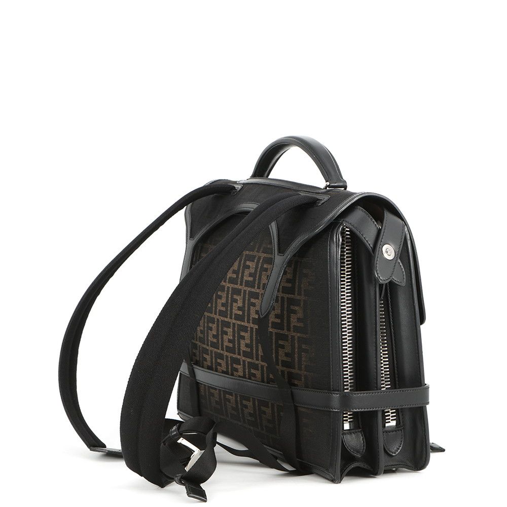 Fendi Handbag Peekaboo Zucca Business Canvas Leather 2-Way Backpack Black — view 2
