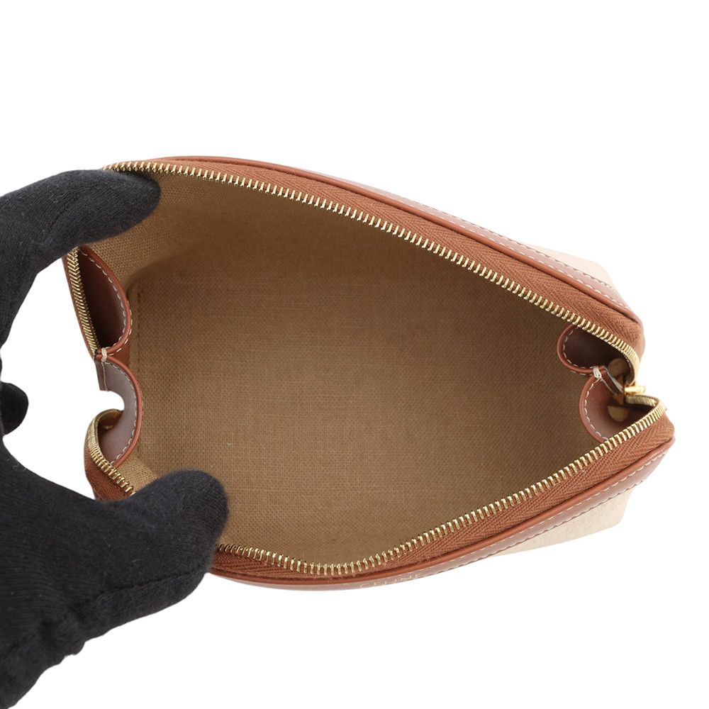 Celine Pouch Triomphe Cosmetic Canvas Leather Case — view 4