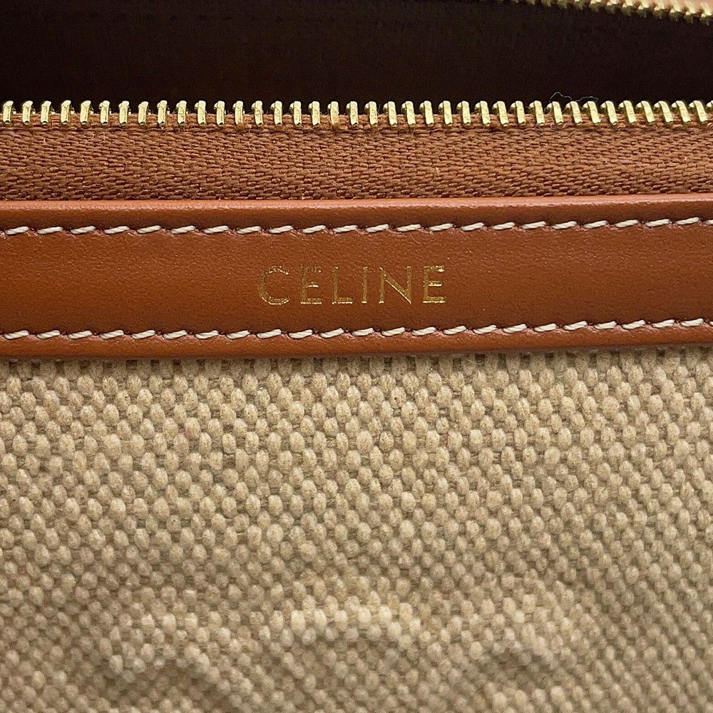 Celine Pouch Triomphe Cosmetic Canvas Leather Case — view 8