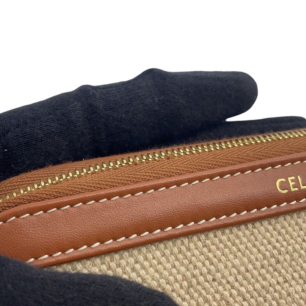 Celine Pouch Triomphe Cosmetic Canvas Leather Case — view 5