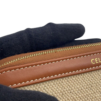 Celine Pouch Triomphe Cosmetic Canvas Leather Case — view 5
