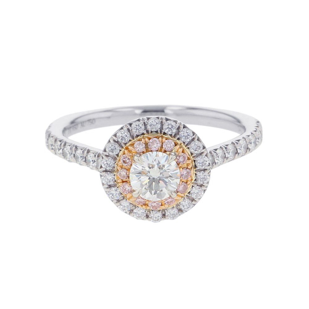Tiffany & Co Ring Solesto Engagement Pink Diamond Medium Stone 18k Yellow Gold