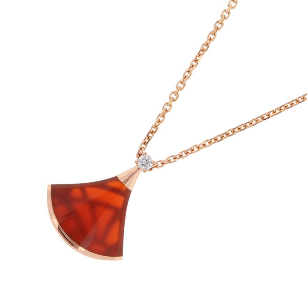 Bvlgari Necklace Diva Dream Carnelian Diamond 18k Pink Gold Pendant