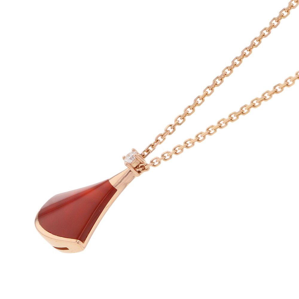 Bvlgari Necklace Diva Dream Carnelian Diamond 18k Pink Gold Pendant — view 2