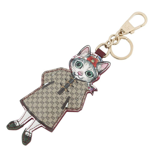 Gucci Bag Charm Yuko Higuchi Cat GG Supreme Key Holder Cat