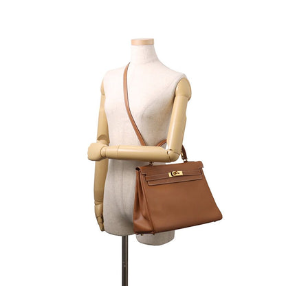 Hermes Handbag Kelly 32 Retourne Gold Courchevel 2-Way Bag — view 5