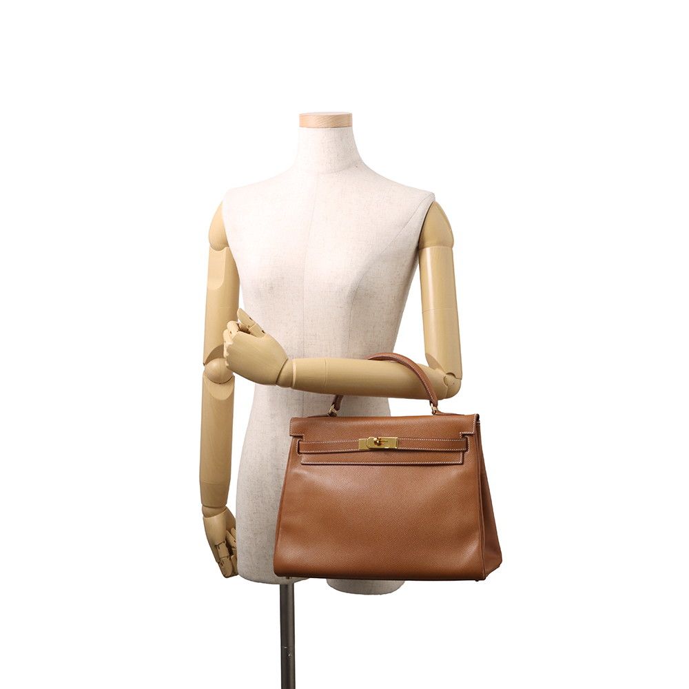 Hermes Handbag Kelly 32 Retourne Gold Courchevel 2-Way Bag — view 4
