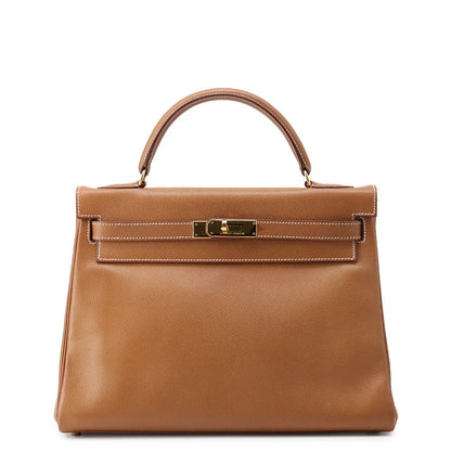 Hermes Handbag Kelly 32 Retourne Gold Courchevel 2-Way Bag