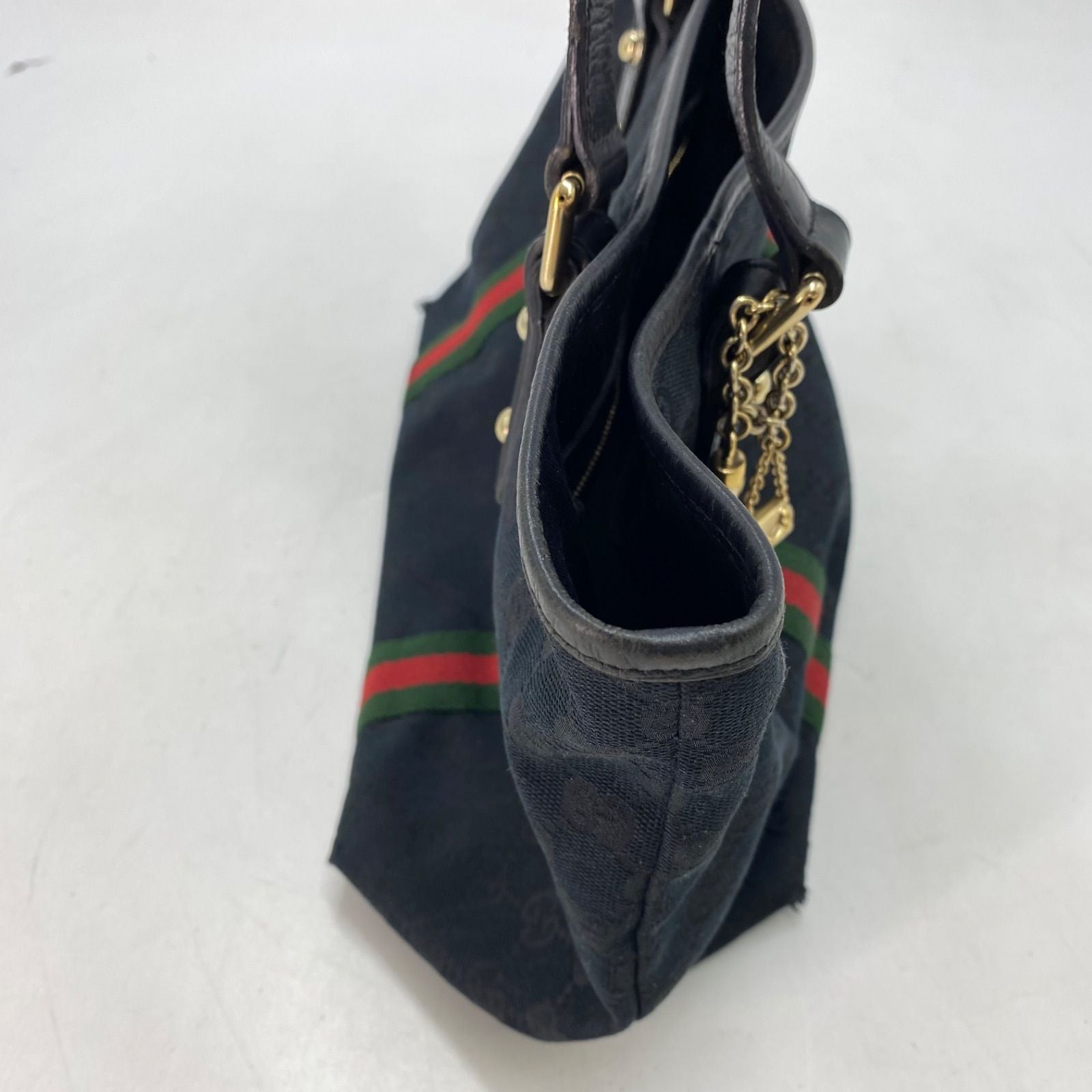 Gucci Tote Shoulder Bag GG Canvas Sherry Black — view 6