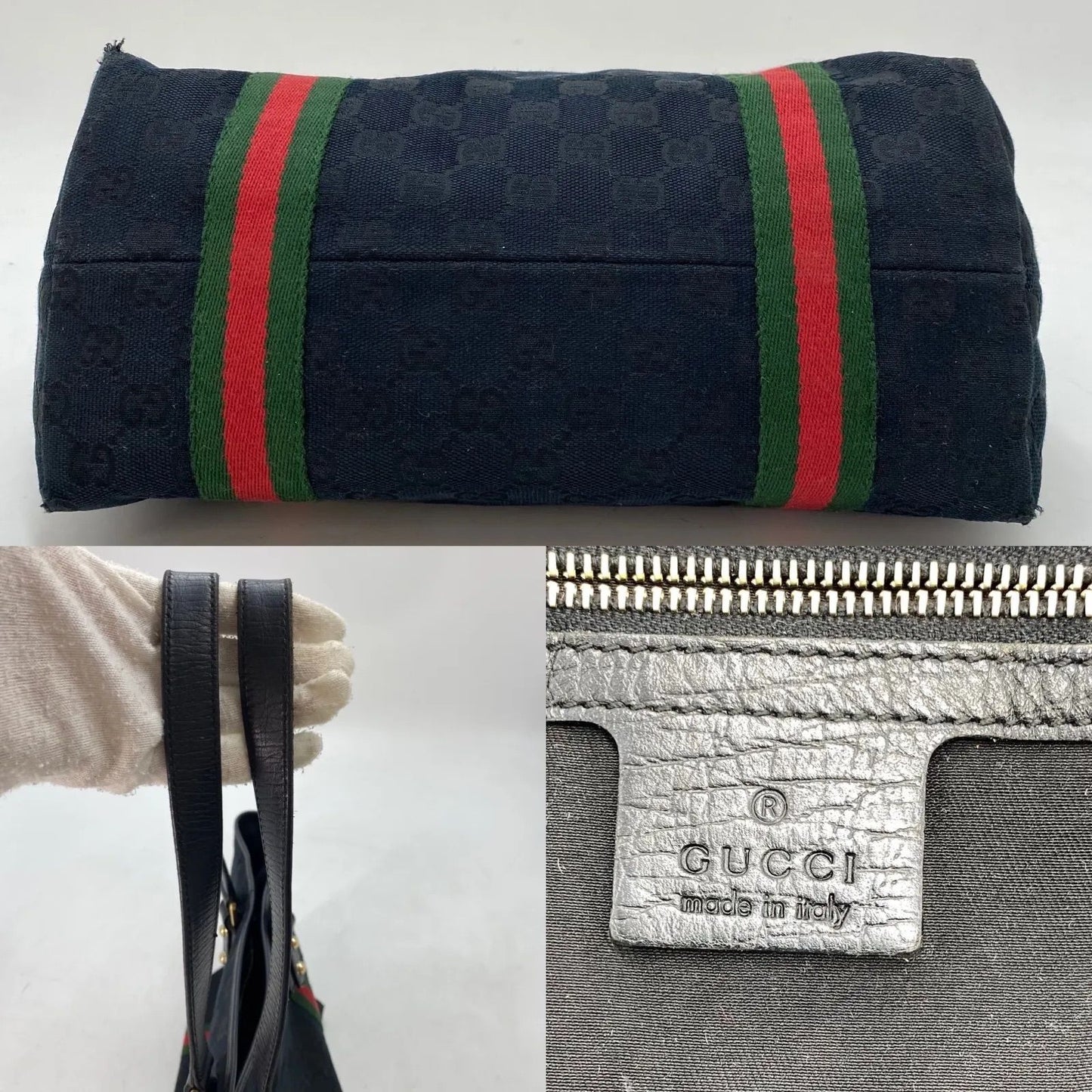Gucci Tote Shoulder Bag GG Canvas Sherry Black — view 4