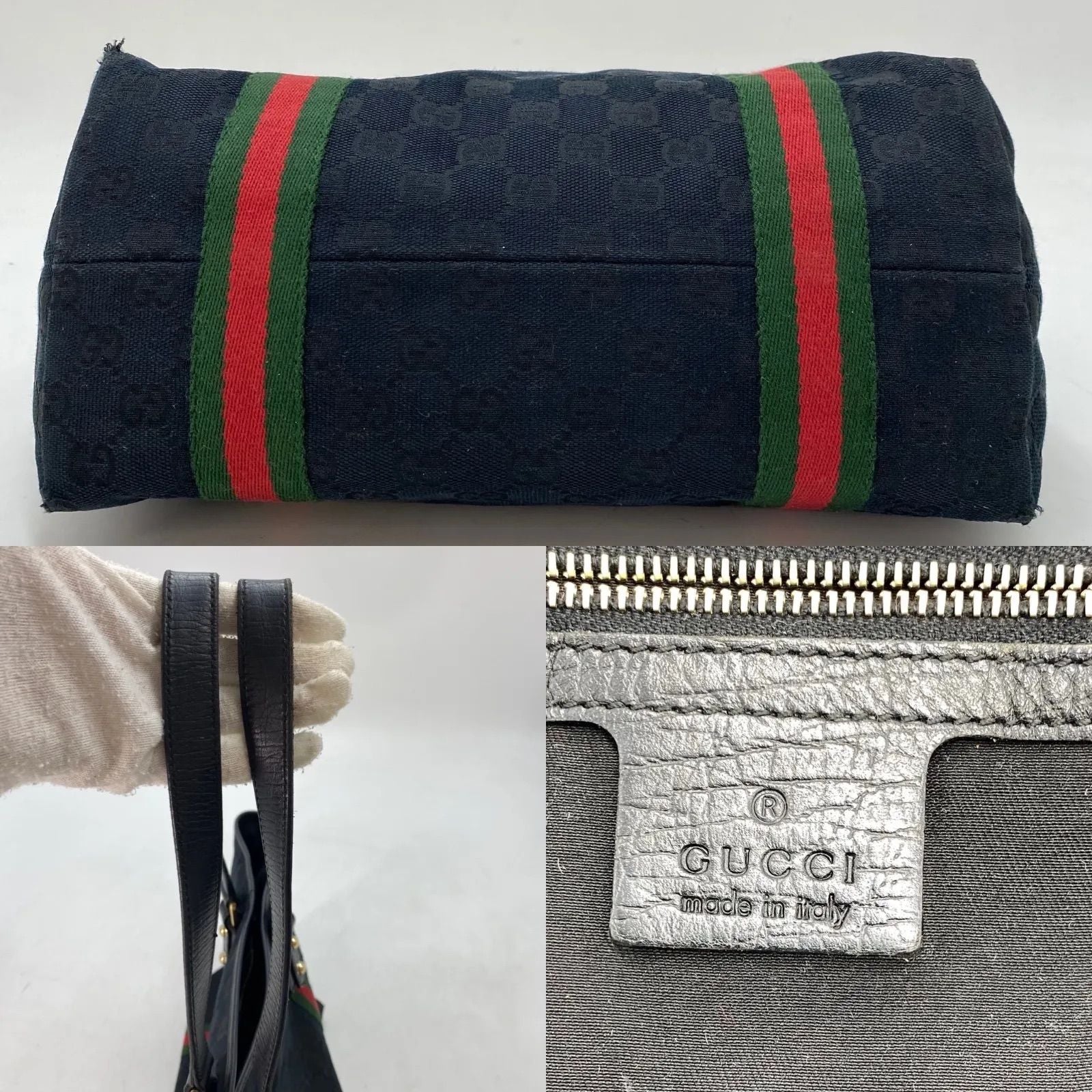 Gucci Tote Shoulder Bag GG Canvas Sherry Black — view 4
