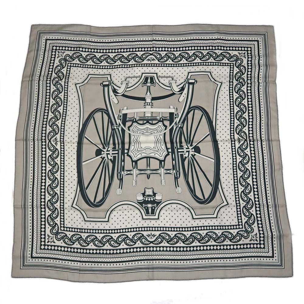 Hermes Carre 140 Carriage Wheel 05 Green Beige Geant Large Shawl Scarf