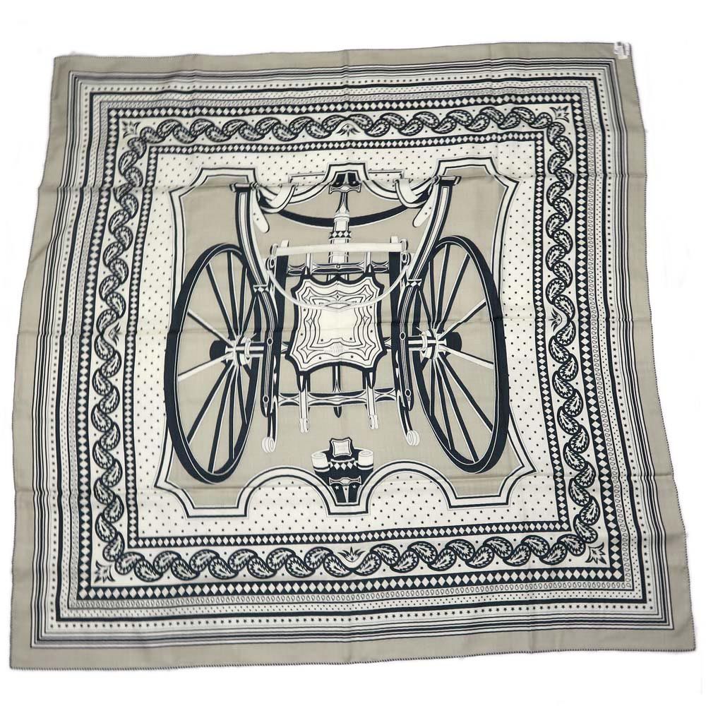 Hermes Carre 140 Carriage Wheel 05 Green Beige Geant Large Shawl Scarf — view 2