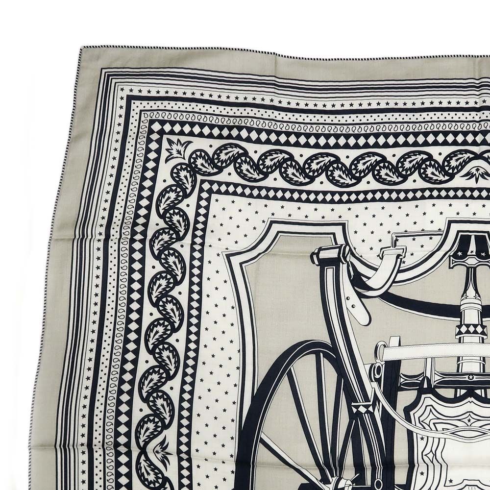 Hermes Carre 140 Carriage Wheel 05 Green Beige Geant Large Shawl Scarf — view 3