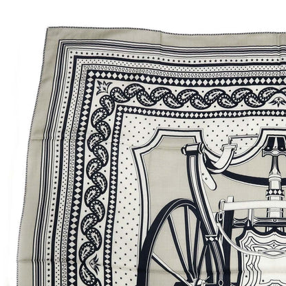 Hermes Carre 140 Carriage Wheel 05 Green Beige Geant Large Shawl Scarf — view 3