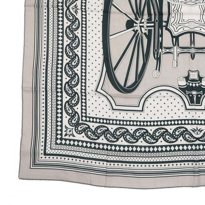 Hermes Carre 140 Carriage Wheel 05 Green Beige Geant Large Shawl Scarf — view 4