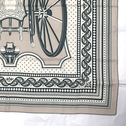 Hermes Carre 140 Carriage Wheel 05 Green Beige Geant Large Shawl Scarf — view 6
