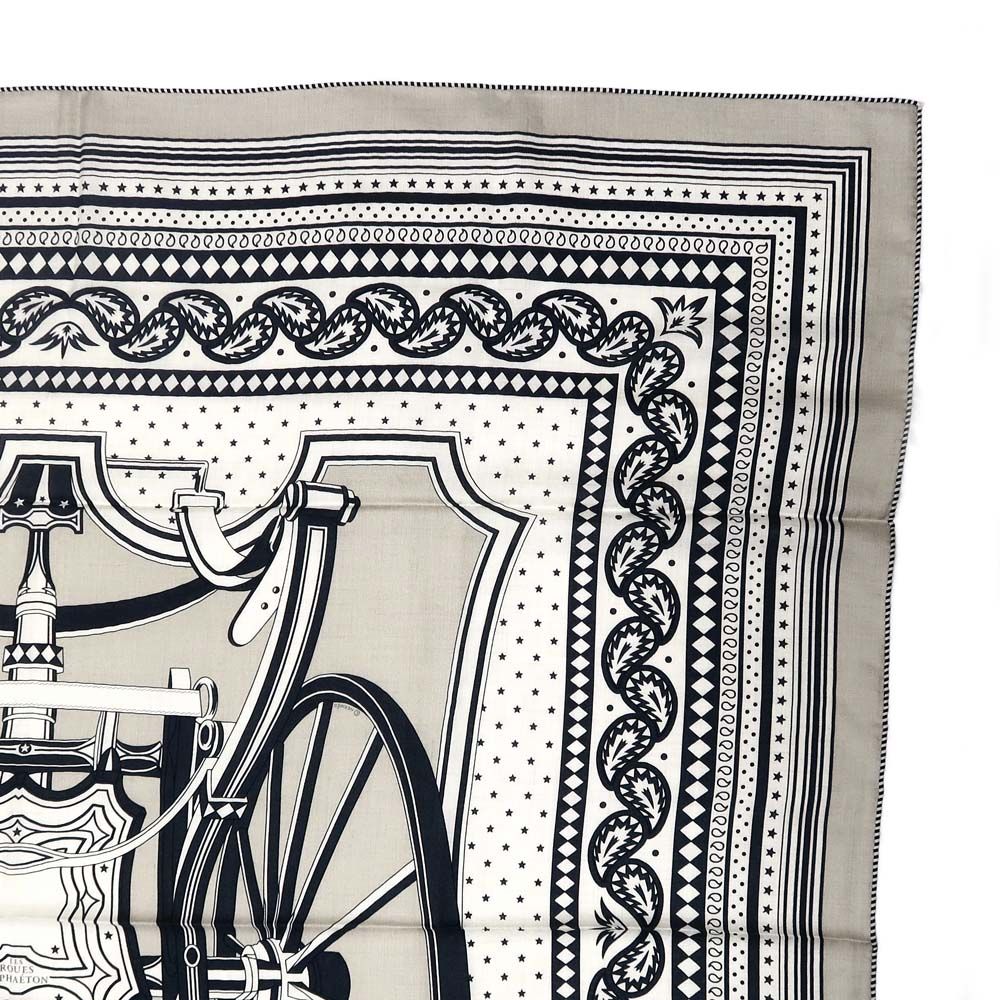 Hermes Carre 140 Carriage Wheel 05 Green Beige Geant Large Shawl Scarf — view 5