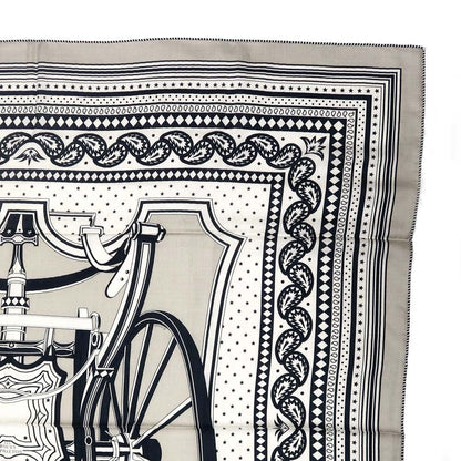 Hermes Carre 140 Carriage Wheel 05 Green Beige Geant Large Shawl Scarf — view 5