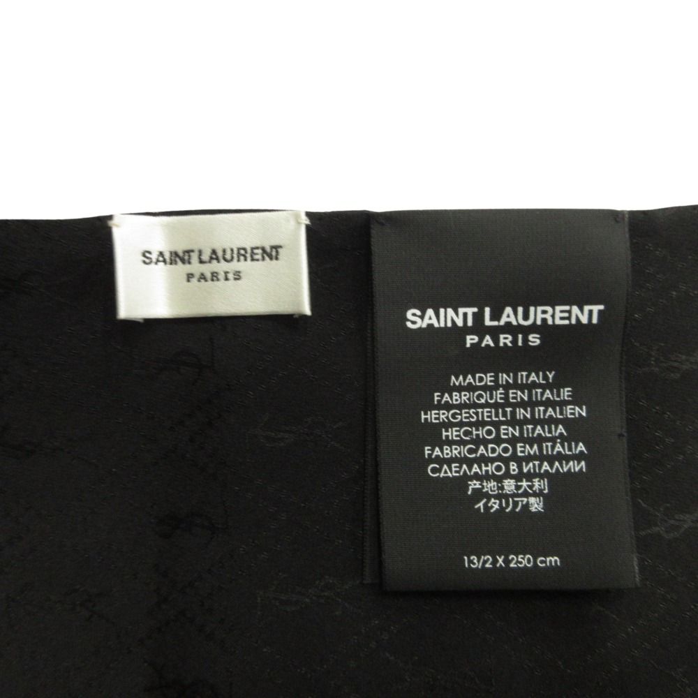 Saint Laurent Paris YSL Logo Silk Scarf Shawl Narrow 13 — view 5