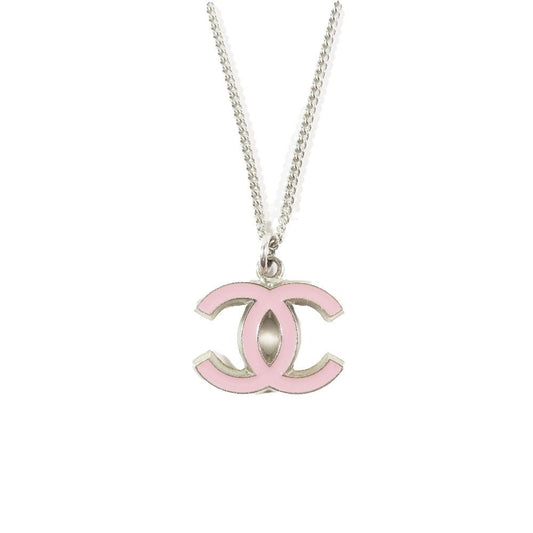 Chanel CC Logo Necklace Anine Silver Pink LadySecond