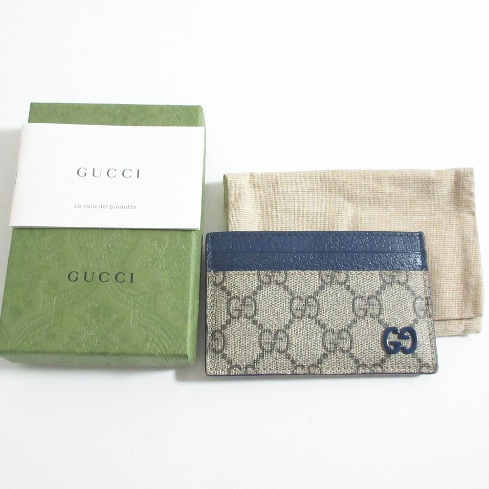 Gucci GG Spuri Card Case Beige Navy LadySecond — view 5