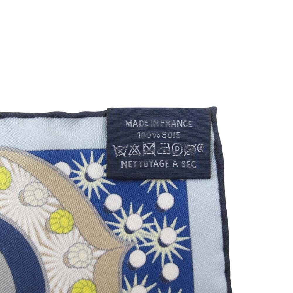 Hermes Carre 45 Scarf Electrique Silk Tsule Pocket Square Navy LadySecond — view 5