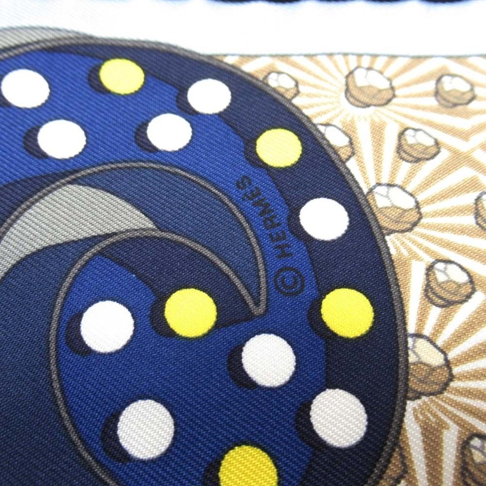 Hermes Carre 45 Scarf Electrique Silk Tsule Pocket Square Navy LadySecond — view 4