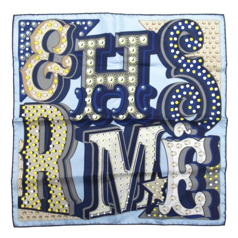 Hermes Carre 45 Scarf Electrique Silk Tsule Pocket Square Navy LadySecond