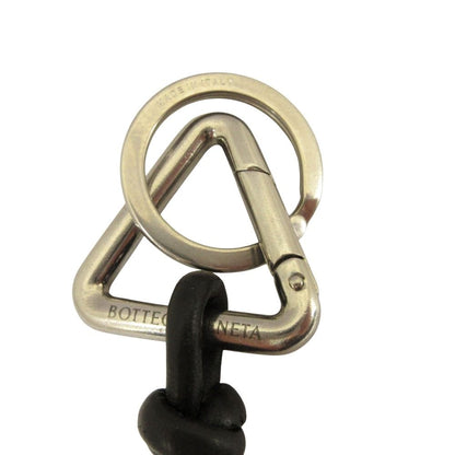 Bottega Veneta Bo Key Holder Tree Ring Leather Logo Black Silver — view 2