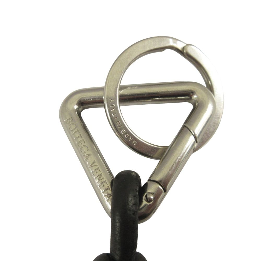 Bottega Veneta Bo Key Holder Tree Ring Leather Logo Black Silver — view 2