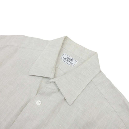 Hermes Era Linen Logo Shirt Top Short Sleeve 42 16.5 Gray Second — view 3