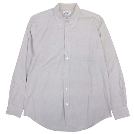 Hermes button Buttondown Jacket Shirt Top Cotton 16.5 42 Gray Second